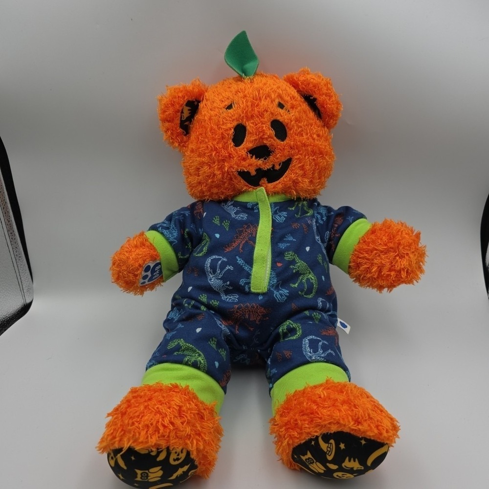 Build A Bear BAB Pumpkin Glow Bear Light Up Halloween Jack O Lantern 2018